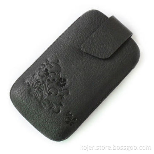 Leather Mobile Phone Case for Apple's iPhone 4, with Embossed Pattern and Magnetic Button